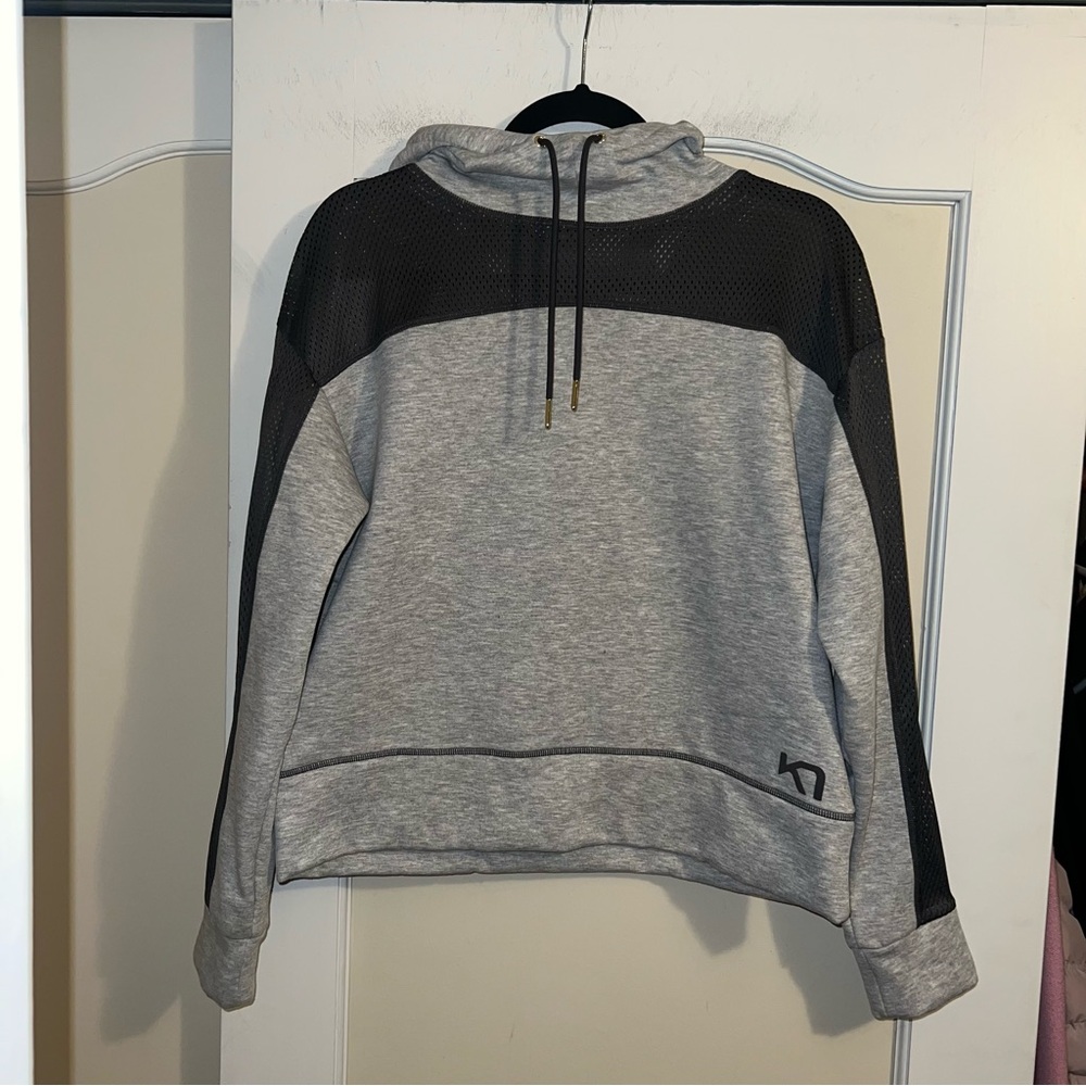 Kari Traa Gray and Black Netting Trim Hoodie Size: Small
